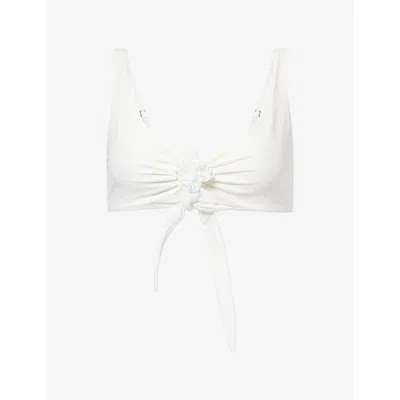 Away That Day Womens Bridal White  X Gigi & Olive Sardinia Floral-applique3 Bikini Top Xl