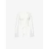 Away That Day Womens Palm Island Cropped Stretch-lace Top Bridal White Xs