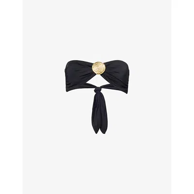 Away That Day Womens Cairo Plaque-embellished Bikini Top Black Xs