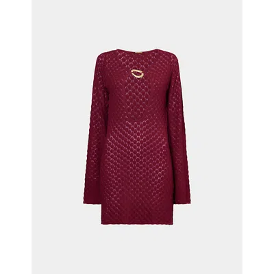 Away That Day Womens Cassis Havana Cut-out Crochet Mini Dress In Brown