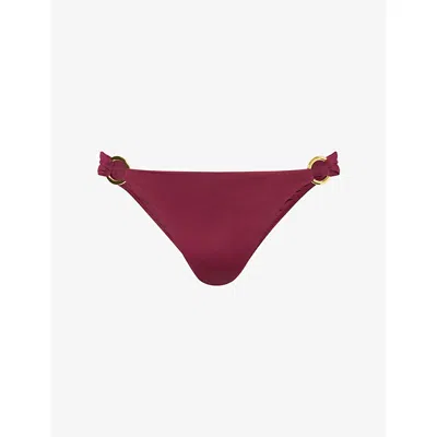 Away That Day Womens  Sorrento Ring-hardware Bikini Bottoms In Burgundy