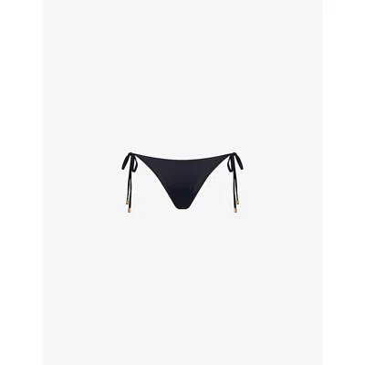 Away That Day Womens Black Catania Lace-up Bikini Bottoms
