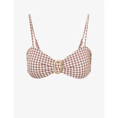 Away That Day Womens Espresso/ Ivory Cabo Verde Bikini Top Xl In Brown