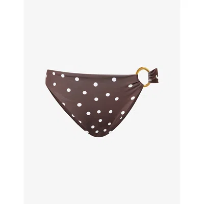 Away That Day Womens Espresso Polka Dot Acapulco Bikini Bottoms Xs In Brown