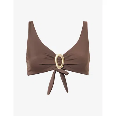 Away That Day Womens Samoa Halter-neck Bikini Top Espresso Xs In Brown