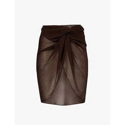 Away That Day Womens Espresso Sicily Crepe Sarong