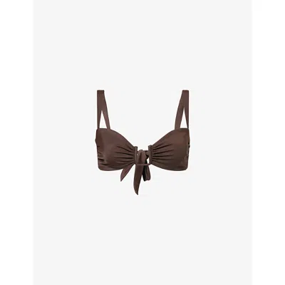 Away That Day Womens Espresso/ivory Cannes Bikini Top