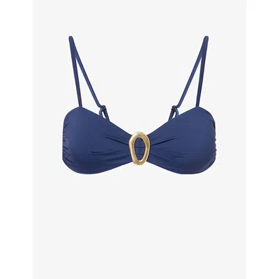 Away That Day Womens French Navy Cabo Verde Bikini Top In Blue