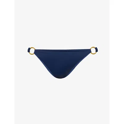 Away That Day Womens French Navy Sorrento Ring-hardware Bikini Bottoms Xl In Blue