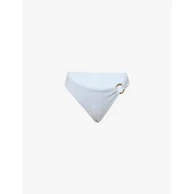 Away That Day Womens Acapulco High-cut Bikini Bottoms Ice Blue Lurex Xs
