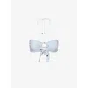 Away That Day Womens Acapulco Ring-hardware Halterneck Bikini Top Ice Blue Lurex In Ice Blue Lurex