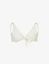 Away That Day Womens Ivory Palma Recycled Polyamide-blend Bikini Top