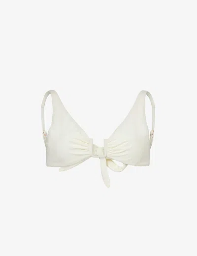 Away That Day Womens Ivory Palma Recycled Polyamide-blend Bikini Top