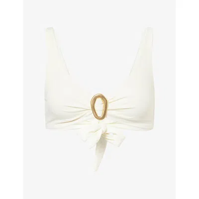 Away That Day Womens Ivory Samoa Bikini Top In White