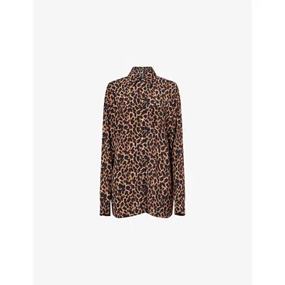 Away That Day Womens Leopard Print St Barts Leopard Woven Shirt In Animal Print
