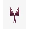 Away That Day Womens Palma Plunge Bikini Top Plum Xs