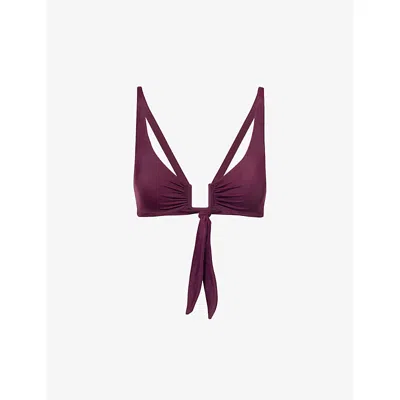 Away That Day Womens Palma Plunge Bikini Top Plum Xs In Purple
