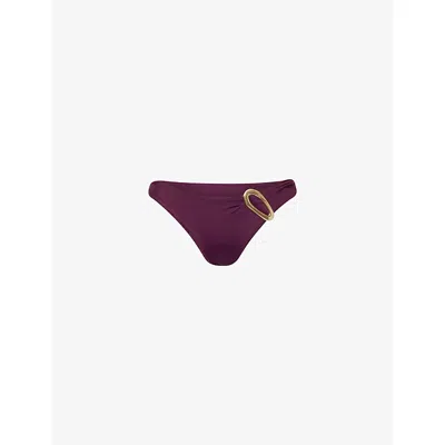 Away That Day Womens Cabo Verde Embellished Bikini Bottoms Plum