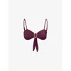 Away That Day Womens Plum Cabo Verde Plaque-embellished Bikini Top