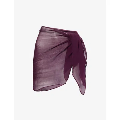 Away That Day Womens Plum Sicily Woven Mini Sarong