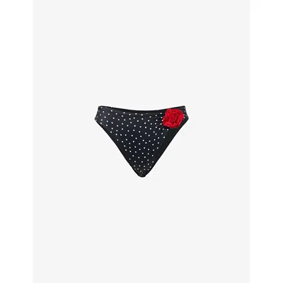 Away That Day Womens Acapulco Rose High-rise Bikini Bottoms Polka Dot Rose
