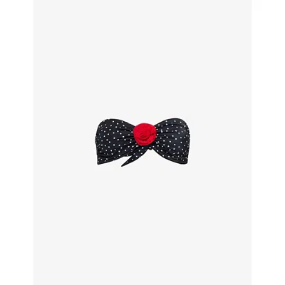 Away That Day Womens  Acapulco Rose Polka-dot Stretch-woven Bikini Top In Polka Dot Rose