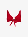 Away That Day Womens Red Palma Recycled Polyamide-blend Bikini Top In Red