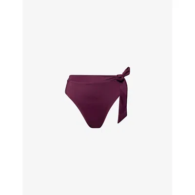 Away That Day Womens Tahiti High-rise Bikini Bottoms Plum