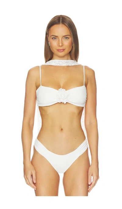 Away That Day X Gigi & Olive Barbuda Top With Lace Scarf In White