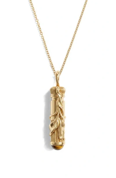 Awe Inspired Belladonna Potion Vial Pendant Necklace In Metallic Gold