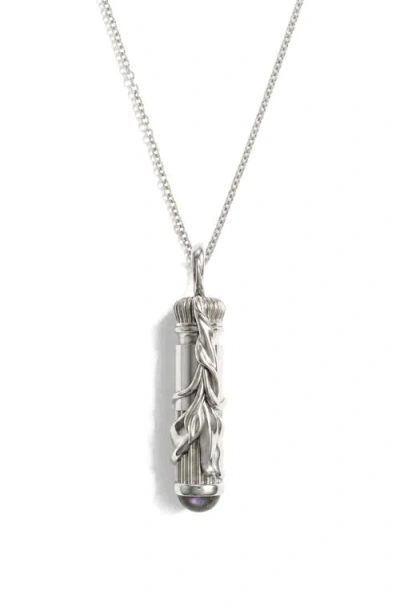 Awe Inspired Belladonna Potion Vial Pendant Necklace In Metallic Silver