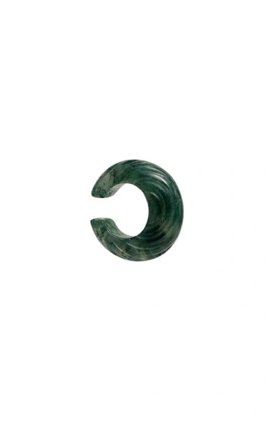 Awe Inspired Carved Stone Ear Cuff In Green
