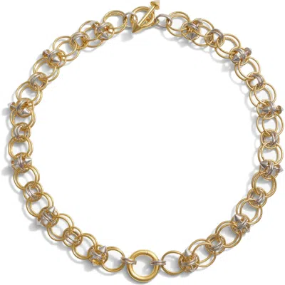 Awe Inspired Chain Mail Toggle Charm Collar In Gold