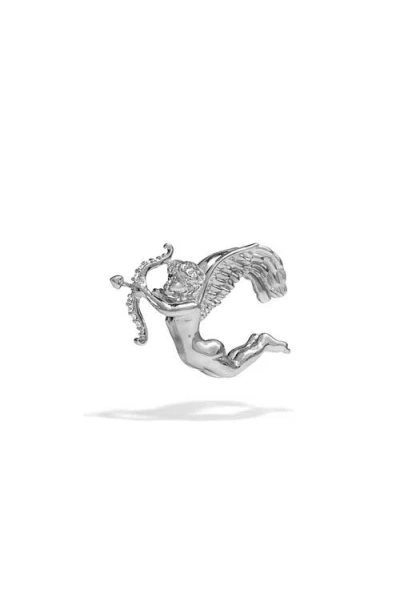 Awe Inspired Cupid Ear Cuff In Silver