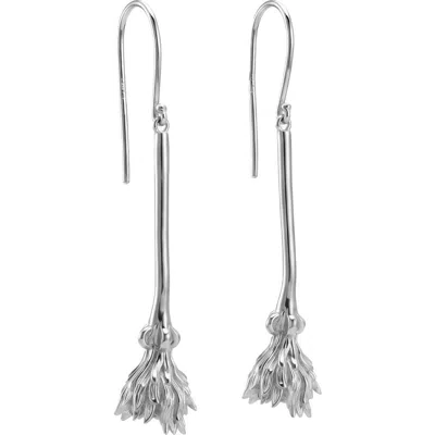 Awe Inspired Dandelion Drop Earrings In Metallic Silver