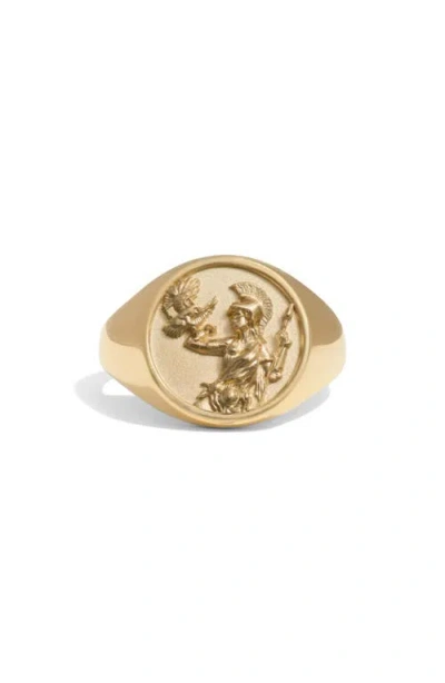 Awe Inspired Goddess Signet Ring In Gold