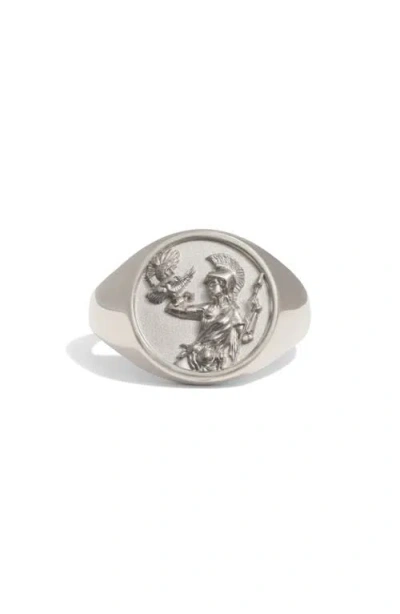 Awe Inspired Goddess Signet Ring In Silver