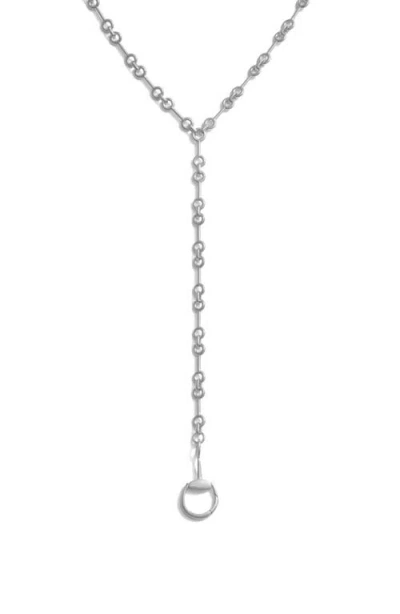 Awe Inspired Horsebit Lariat Necklace In Silver
