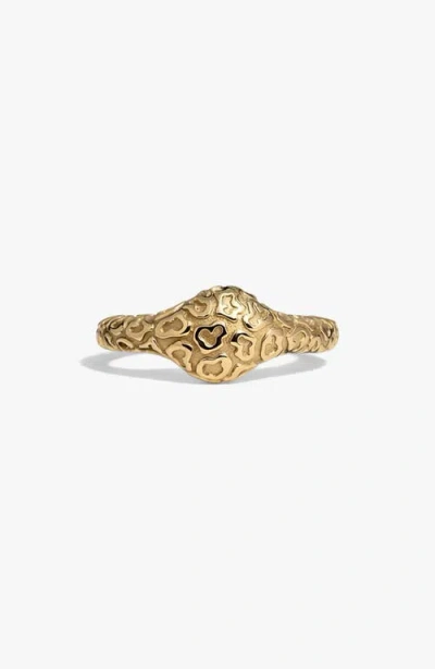 Awe Inspired Leopard Print Signet Ring In Gold