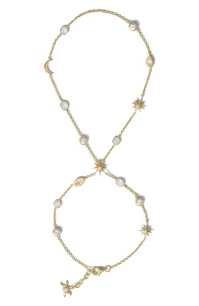 Awe Inspired Midnight Reflection Hand Chain In Gold