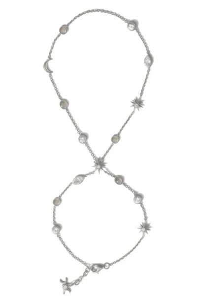 Awe Inspired Midnight Reflection Hand Chain In Silver