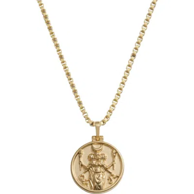 Awe Inspired Mini Goddess Pendant Necklace In Gold
