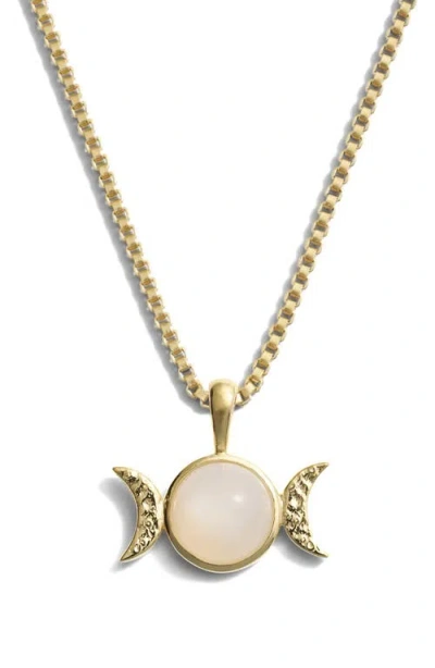 Awe Inspired Mini Triple Moon Pendant Necklace In Gold