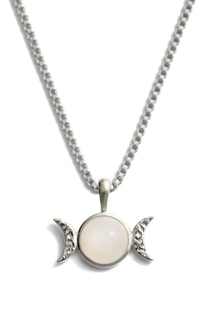 Awe Inspired Mini Triple Moon Pendant Necklace In Silver