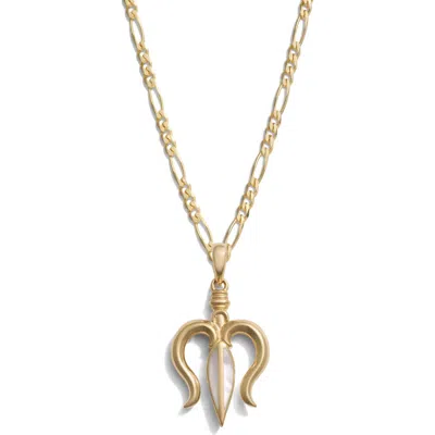 Awe Inspired Mother-of Pearl Trident Pendant Necklace In Gold