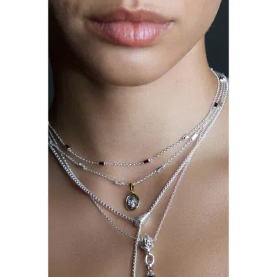 Awe Inspired Nocturne Delicate Snake Lariat Necklace In Silver