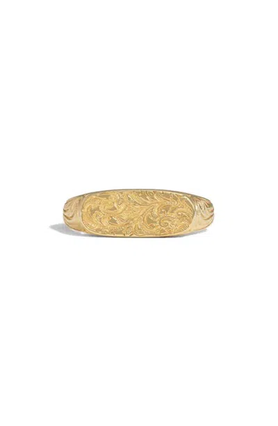 Awe Inspired Nocturne Filigree Signet Ring In Gold