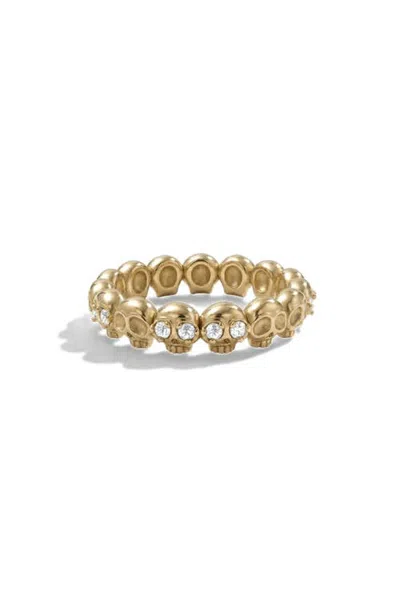 Awe Inspired Nocturne Gemstone Skull Band Ring In Gold
