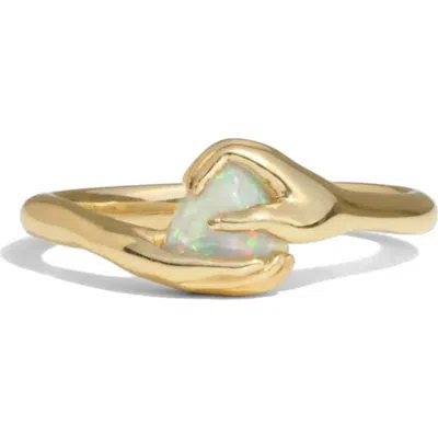 Awe Inspired Nocturne Hands Of Fate 14k Gold Vermeil Opal Ring