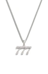 Awe Inspired Pavé Angel Number Necklace In Sterling Silver - 777